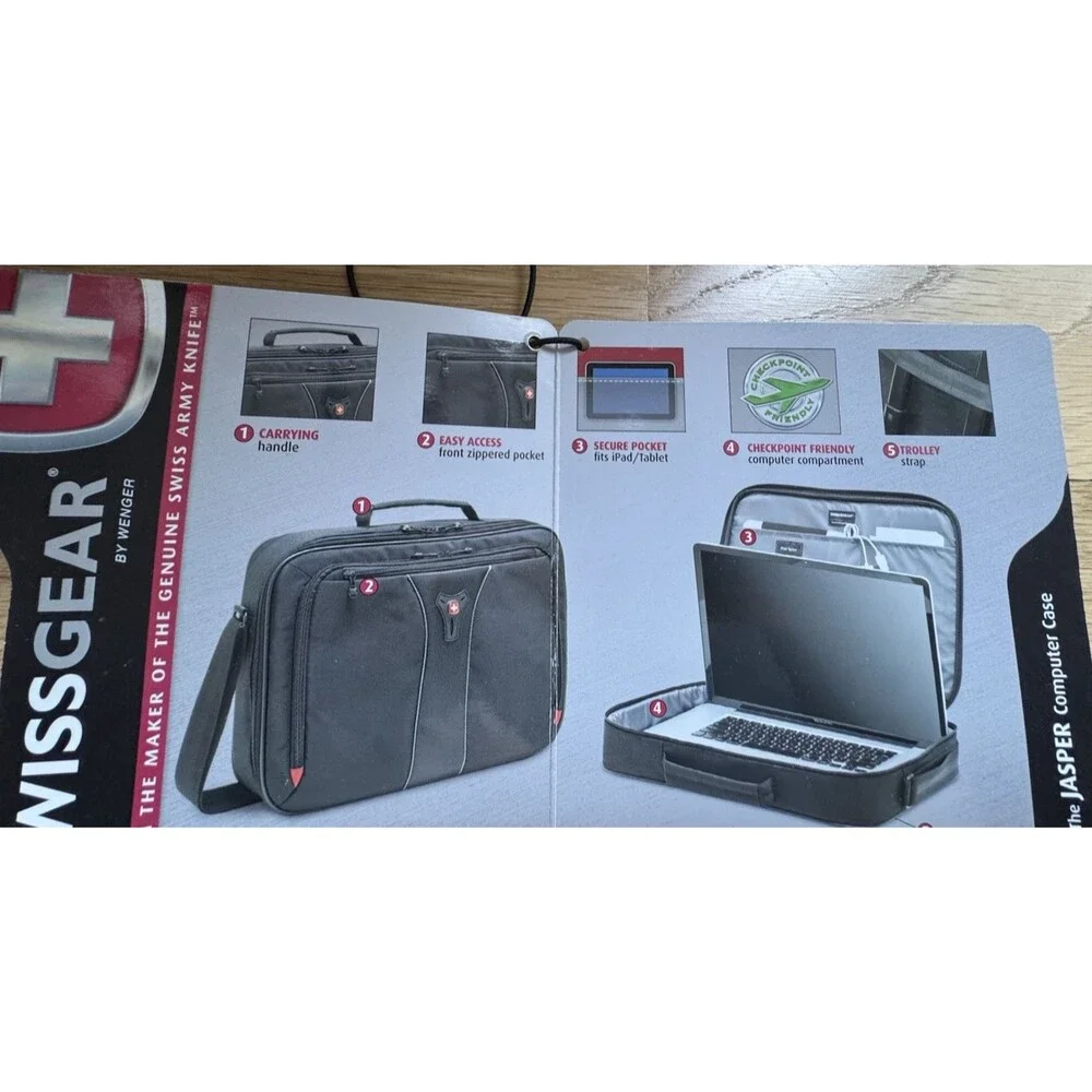 Wenger Swiss Gear Black Jasper Computer Case Shoulder Bag 17.5 x 3.5 x 13